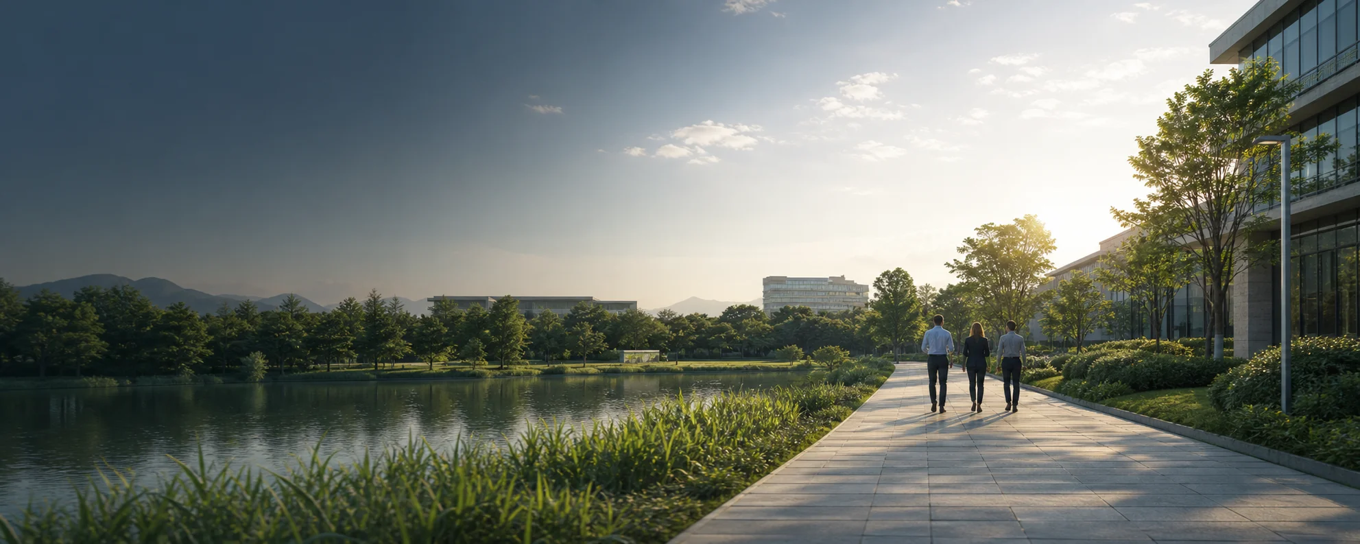 A long-term cooperation scene in a green campus
